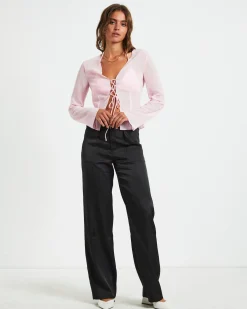 Ivy Laced Sheer Top in Pink