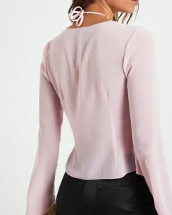 Ivy Laced Sheer Top in Pink
