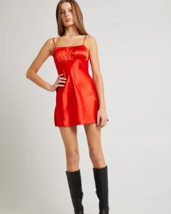 Ivy Ruched Silky Slip Mini Dress