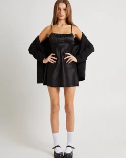 Ivy Ruched Silky Slip Mini Dress