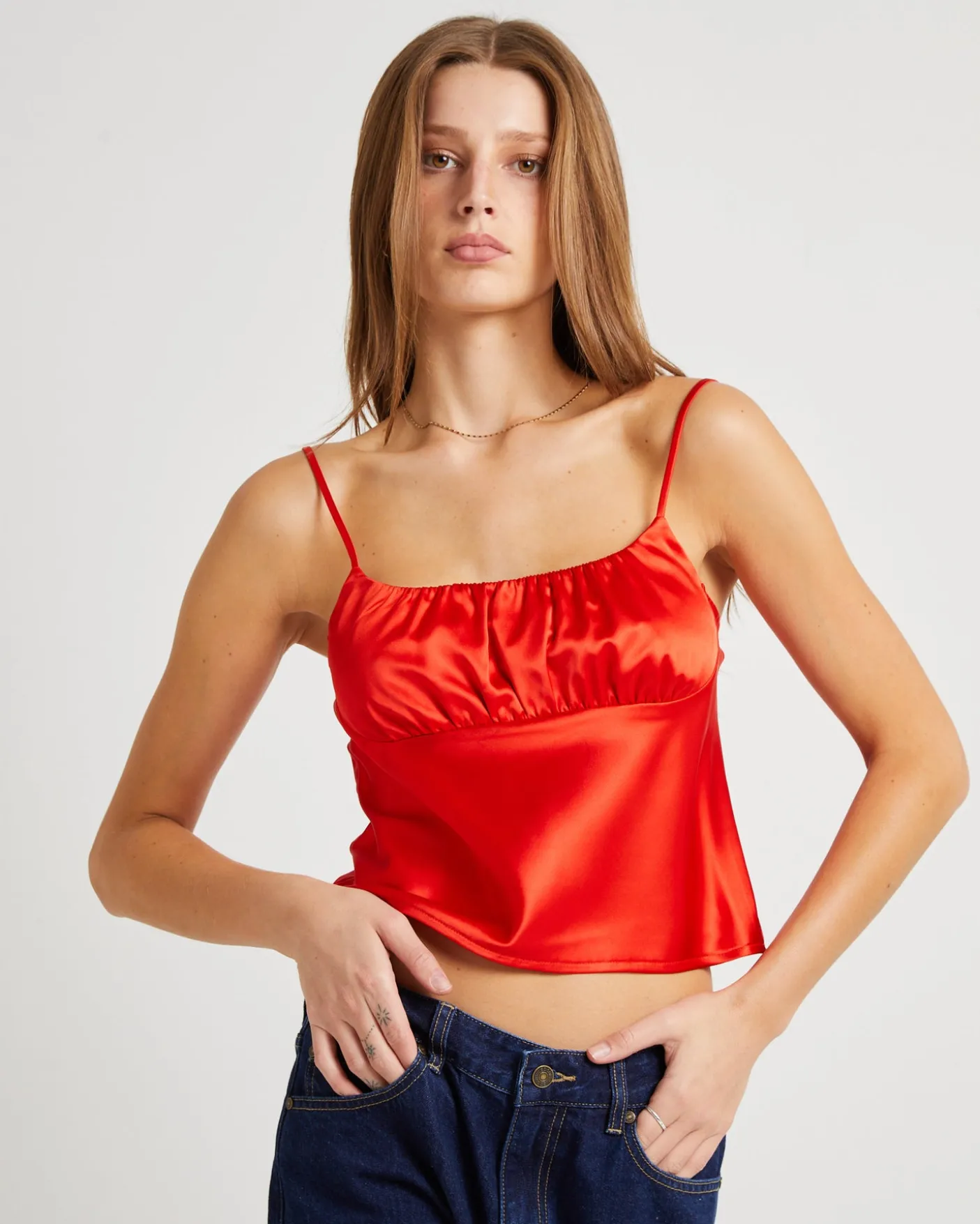 Ivy Ruched Silky Slip Top