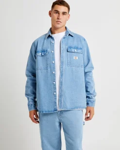 Jacinto Denim Long Sleeve Shirt Stone Wash Light Indigo