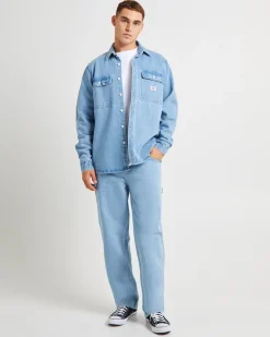 Jacinto Denim Long Sleeve Shirt Stone Wash Light Indigo