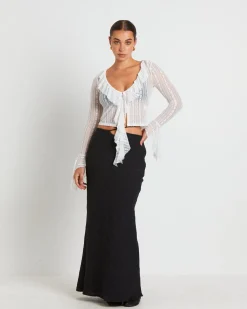 Janie Fairy Core Lace Plunge Shirt in Cream