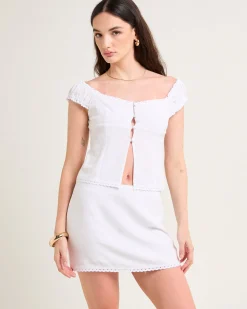Janita Off Shoulder Lace Trim Top