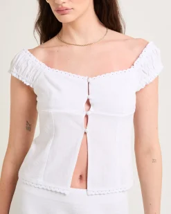 Janita Off Shoulder Lace Trim Top