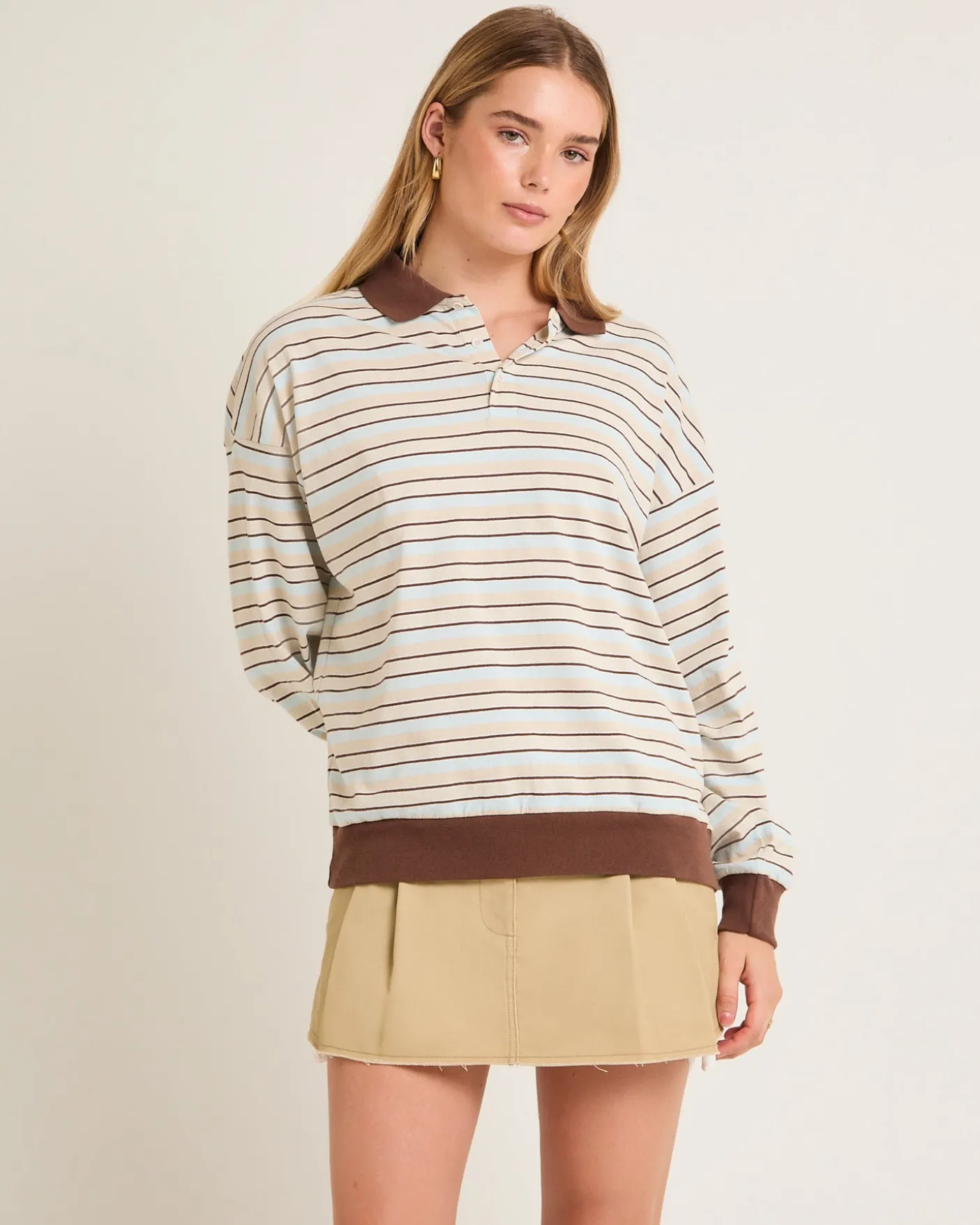 Jase Stripe Long Sleeve Polo Shirt