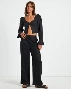 Jemimah Linen Trouser in Black