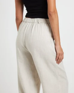 Jemimah Linen Trouser Pants in Oat Marle
