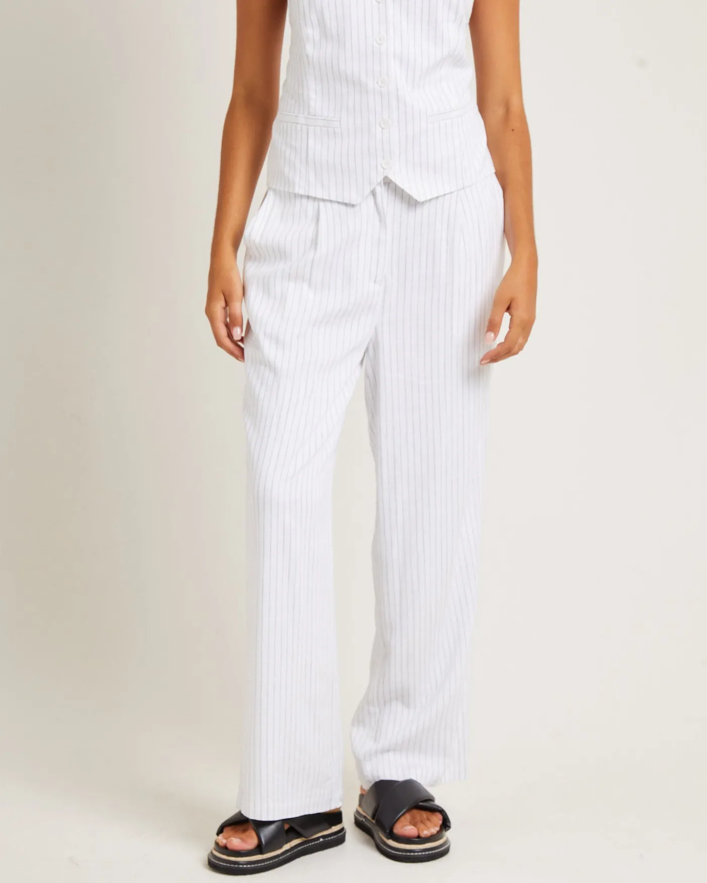 Jemimah Pinstripe Pants White