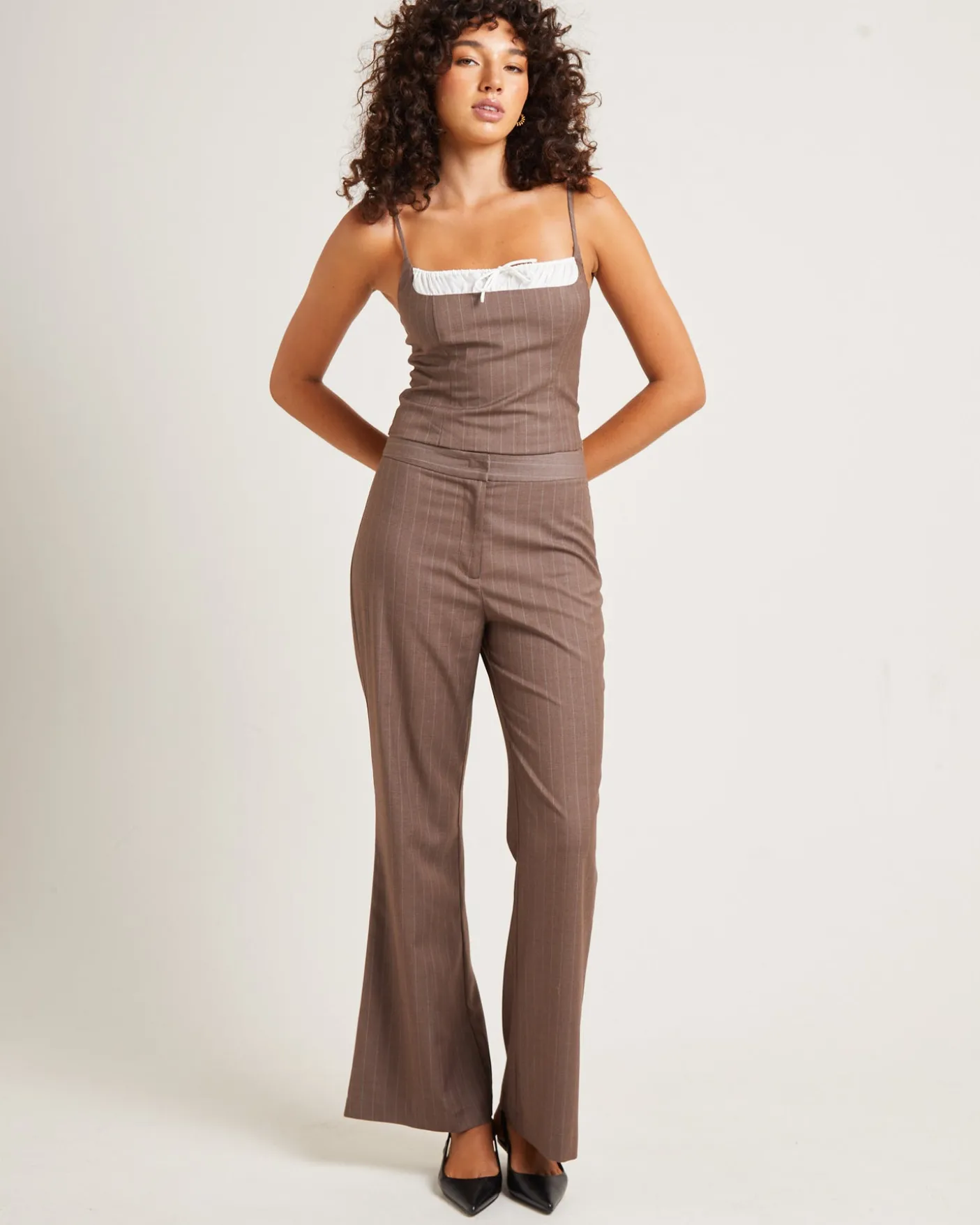 Jenna Pinstripe Ruched Top