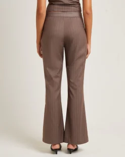 Jenna Pinstripe Straight Pants Chocolate
