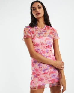 Jessica Watercolour Floral Tee Dress Pk