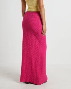 Josie Crochet Maxi Skirt in Lipstick Pink