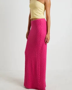 Josie Crochet Maxi Skirt in Lipstick Pink