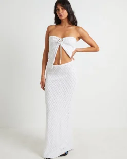 Josie Crochet Maxi Skirt in White