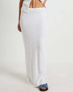 Josie Crochet Maxi Skirt in White