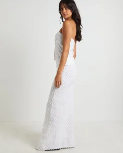Josie Crochettie Tie Front Top in White