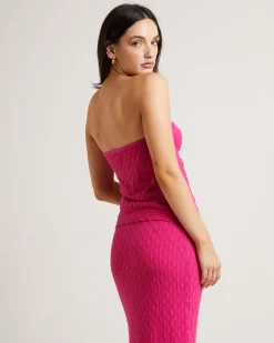 Josie Crochettie Tie Front Top in Lipstick Pink