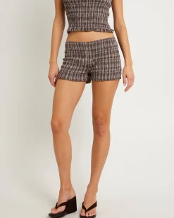 Juno Shirred Check Shorts