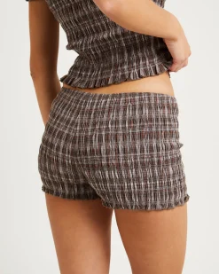 Juno Shirred Check Shorts