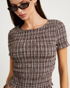 Juno Shirred Check Top
