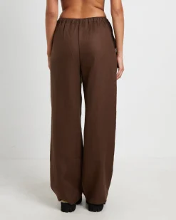 Kai Linen Draw Pants in Brown