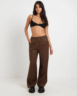 Kai Linen Draw Pants in Brown