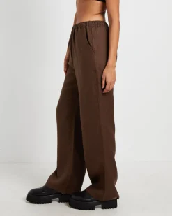 Kai Linen Draw Pants in Brown