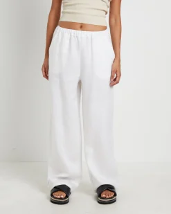 Kai Linen Draw Pants in White