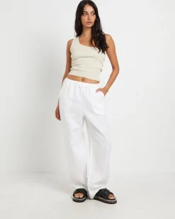 Kai Linen Draw Pants in White