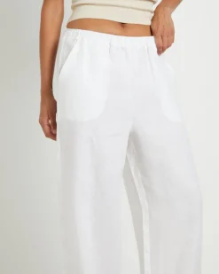Kai Linen Draw Pants in White