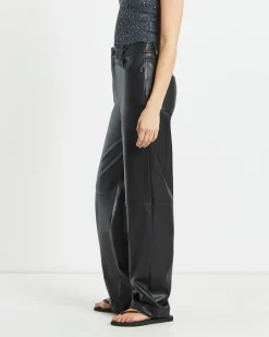Karli Leather Look Straight Leg Pants