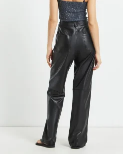 Karli Leather Look Straight Leg Pants