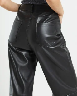 Karli Leather Look Straight Leg Pants