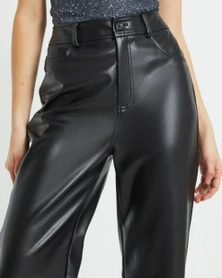 Karli Leather Look Straight Leg Pants