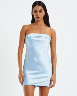 Kelsey Strapless Slip Dress Blue