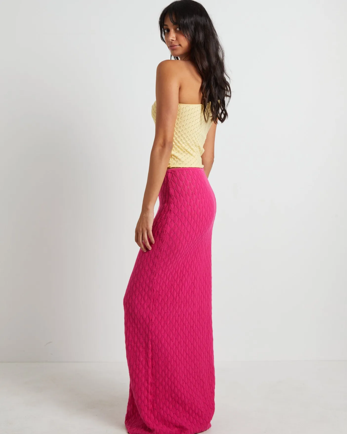 Kerby Crochet One Shoulder Top in Lemon