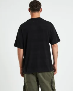 Knitted Short Sleeve Resort Shirt in Black