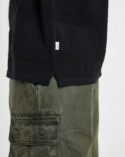 Knitted Short Sleeve Resort Shirt in Black