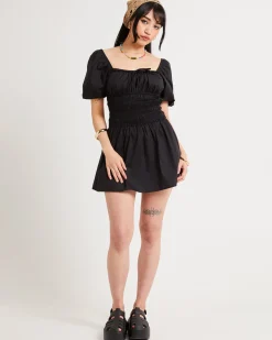 Kora Puff Sleeve Shirred Mini Dress