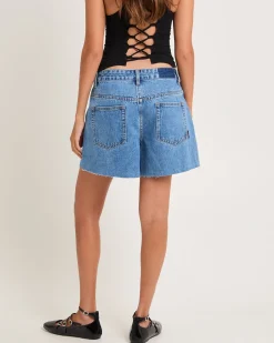 Kourtney Raw Chop Denim Shorts
