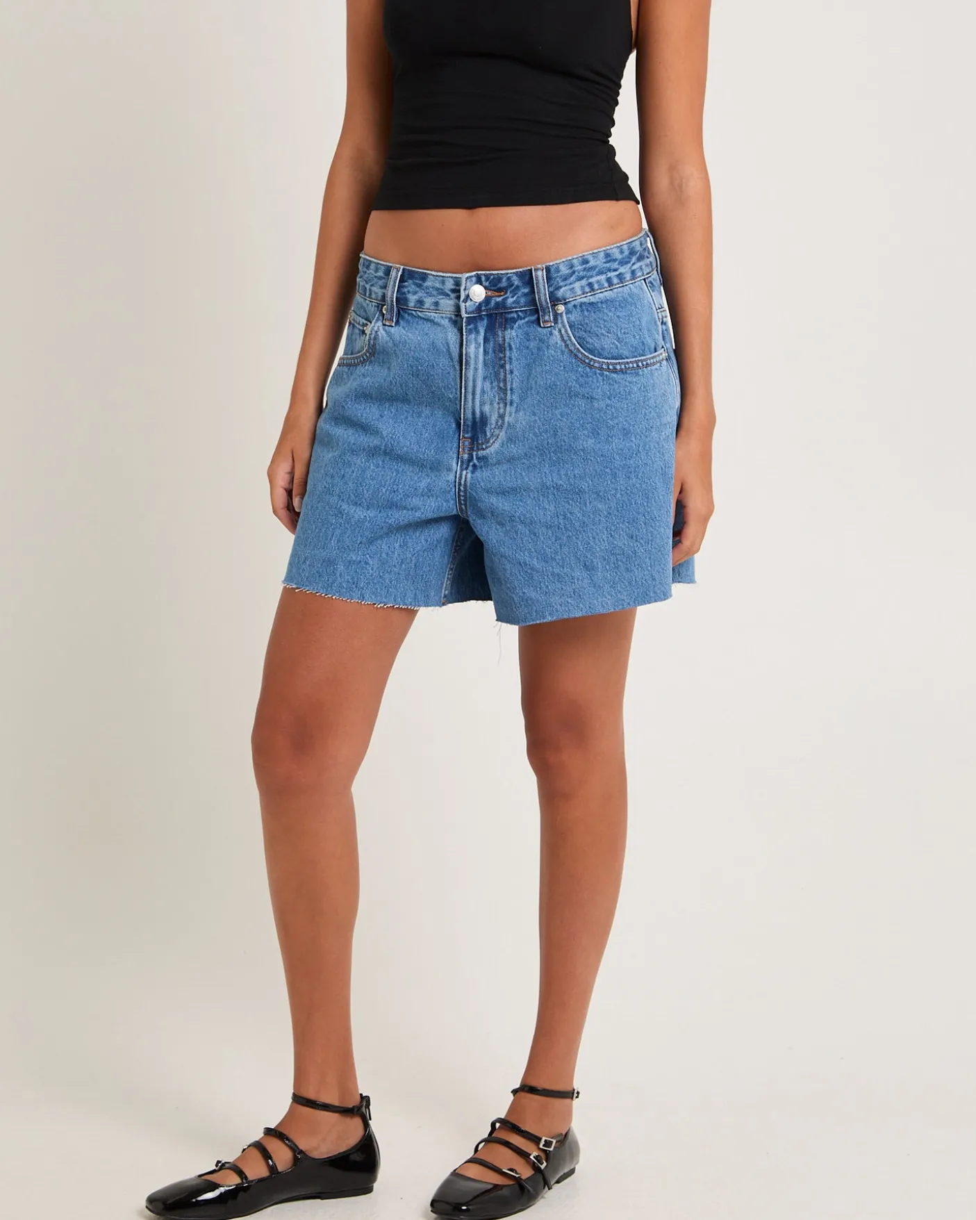 Kourtney Raw Chop Denim Shorts