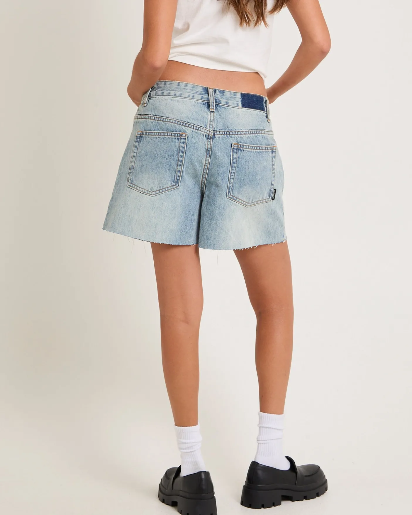Kourtney Raw Chop Denim Shorts