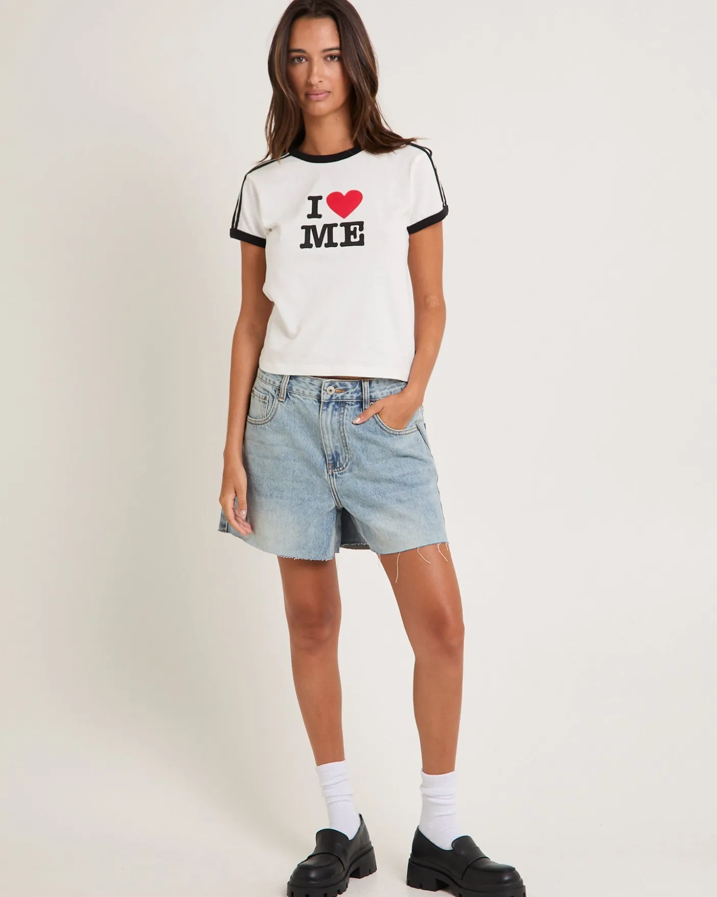 Kourtney Raw Chop Denim Shorts