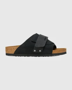 Kyoto Black Suede Nubuck Leather Sandals