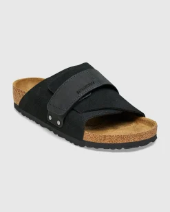 Kyoto Black Suede Nubuck Leather Sandals
