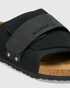 Kyoto Black Suede Nubuck Leather Sandals