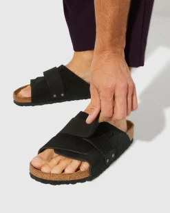 Kyoto Black Suede Nubuck Leather Sandals