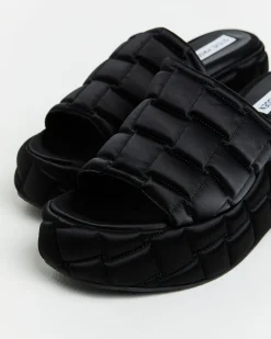 LA VOOM Satin Sandals in Black